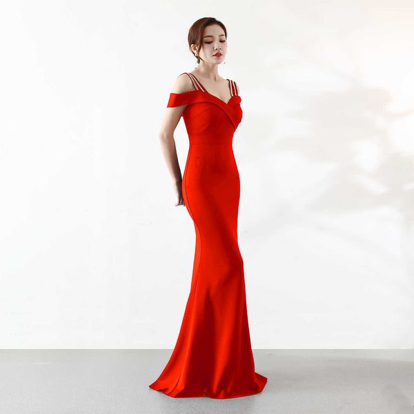 

party dresses woman off shoulder thin night prom dress long fishtail maxi nightclub annual party red s58t, White;black