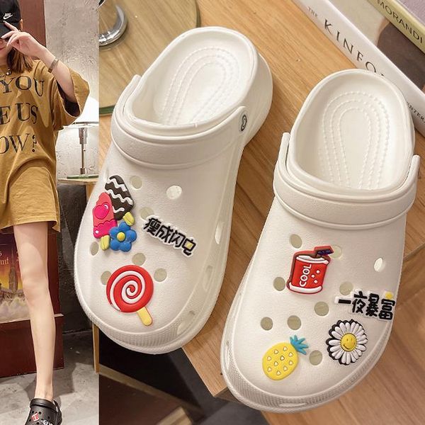 

sandals 2021 cute summer platform slippers women beach non slip comfortable lightweight outdoor metal chain, Black