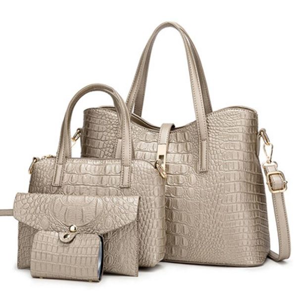 

shoulder bags crocodile pattern female bag 2021 messenger portable four-piece