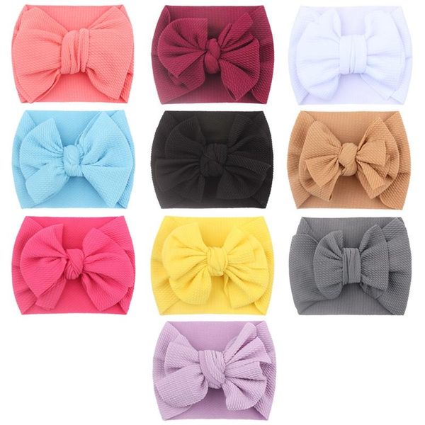 

hair accessories 1 pcs solid color handmade knotted baby girls hairband fashion bowknot elastic headband infant birthday gifts, Slivery;white