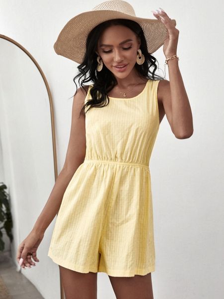 

tied open back sleeveless romper j0tp#, White