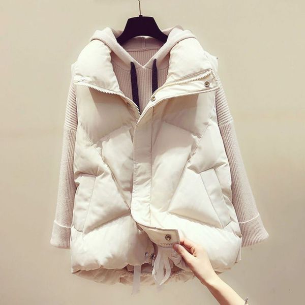 

college style down cotton waistcoat women wear women's in autumn winter, White