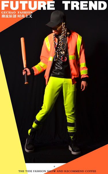 

men's jackets nightclub male singer dj costumes mens yellow baseball jacket ourwear stage performance clothes, Black;brown