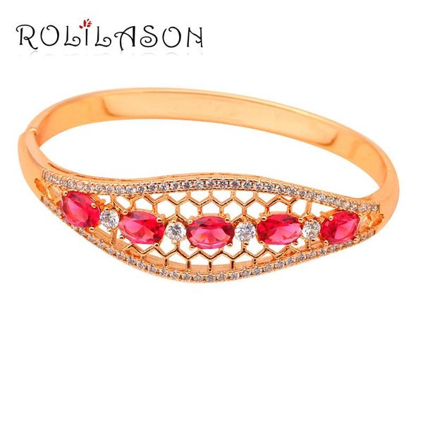 

royal design rose red crystal zircon golden bangles fashion jewelry prom party item health nickel lead tb600 bangle, Black