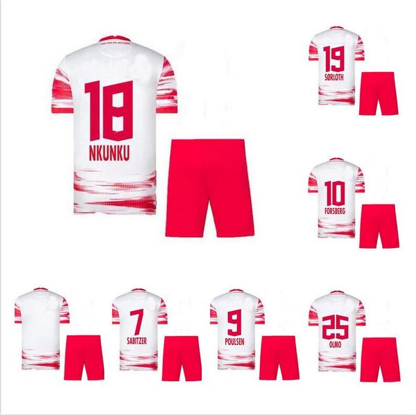 

21/22 kids kit rbl leipziges soccer jerseys 2021 poulsen forsberg hee chan sabitzer upamecano szoboszlai kluivert football shirt uniforms, Black