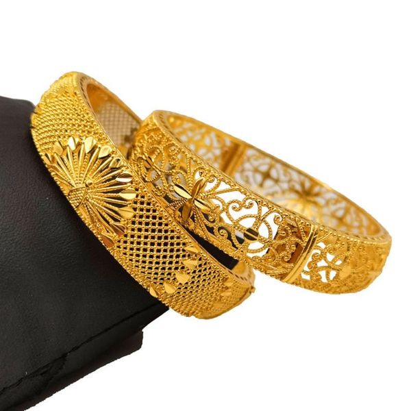 

bangle dubai hollow women bracelet openable jewelry yellow gold filled classic female gift, Black