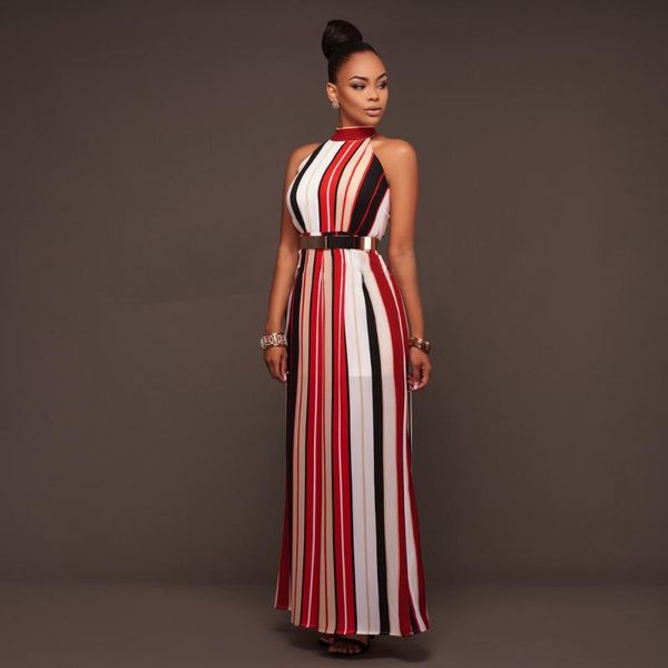 

women's jumpsuits & rompers women sleeveless turtleneck stripes soft and comfortable high waist flared pant l50/0203, Black;white