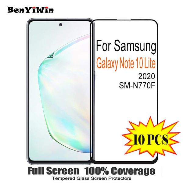 

cell phone screen protectors 10pcs protector tempered glass full cover for galaxy note 10 lite protective sm n770f pelicula de vidro