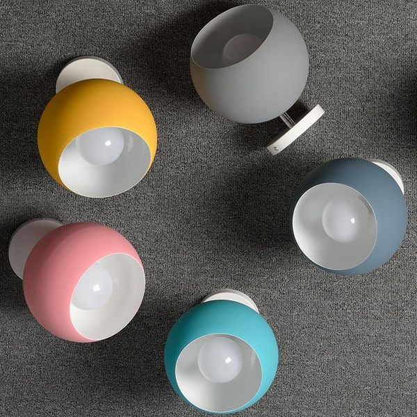 

ceiling lights nordic macaron light corridor lamp home porch aisle round simple color pink blue gray yellow rotatable led e27 bulb