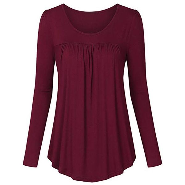 

us women loose casual blouse long sleeve solid color boat neck long shirt, White