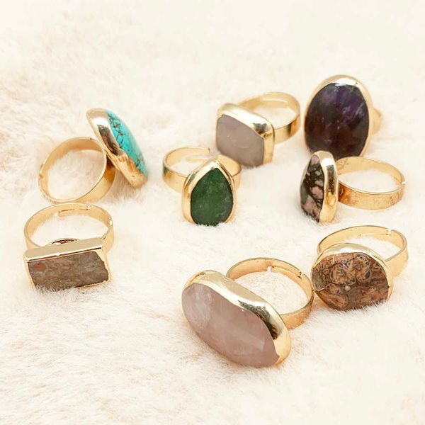

new vintage big water drop retro open natural stone rings for women girl finger ring party wedding jewelry gift adjustable p0818, Silver