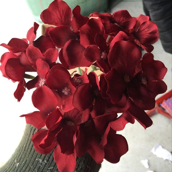 

decorative flowers & wreaths artificial hydrangea bouquet flower silk with stem for home wedding decoration gift