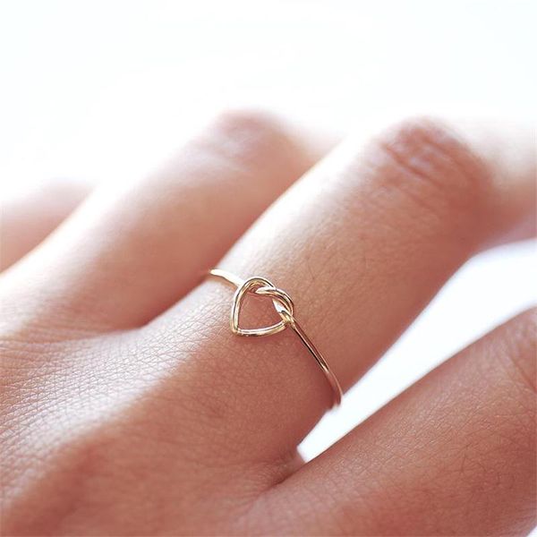 

cluster rings 14k gold filled heart-shape ring boho knuckle jewelry anillos mujer minimalistic stacking bohemian for women, Golden;silver