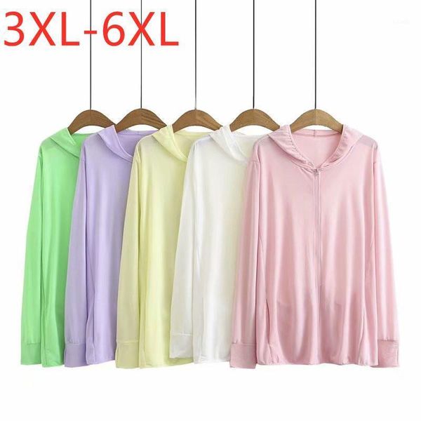 

ladies summer plus size hoodie jacket for women large long sleeve loose casual pink thin sunscreen coat 3xl 4xl 5xl 6xl women's jackets, Black;brown