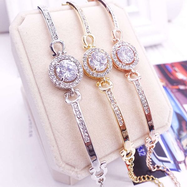 

korean fashion creative bracelet accessories taobao shopping mall women's zircon crystal jewelry, Golden;silver