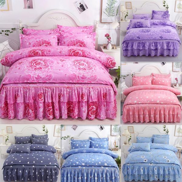 

bedding sets 2021 printing comforter family set bed skirt sheet microfiber bedclothes bedspread duvet cover pillowcase 30