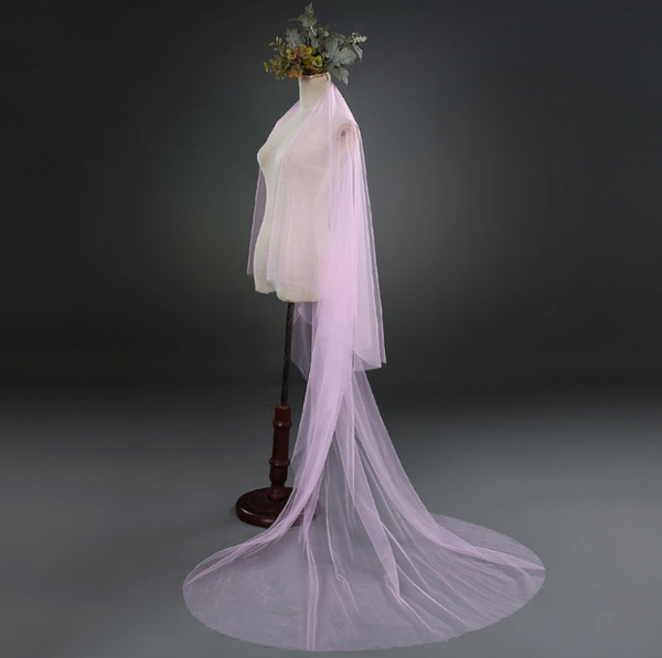 

bridal veils blusher pink wedding veil 2 layer tulle cathedral, Black