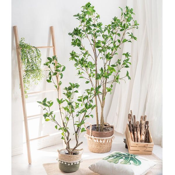 

simulated green plant ornaments japanese bell decoration fake tree horse intoxicant wood indoor living room floor potted decorative flowers