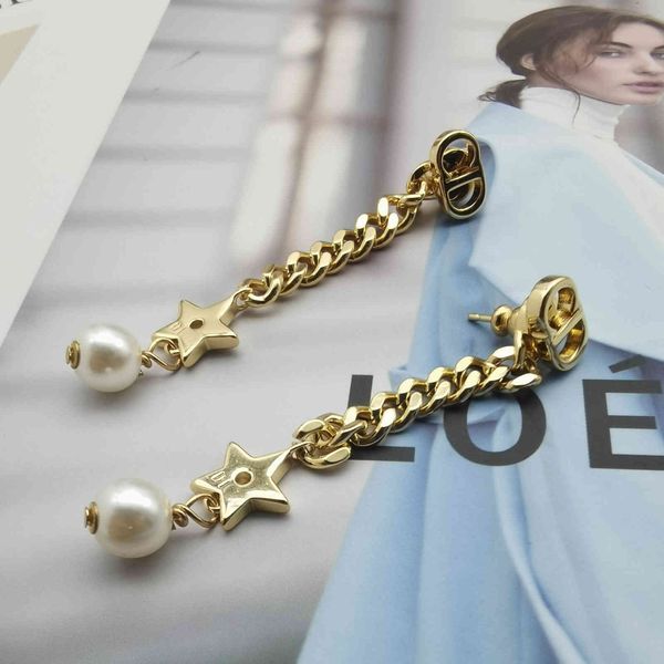 

small fragrance chain tassel fashion pearl women's earrings fine jewelry discount, Golden;silver
