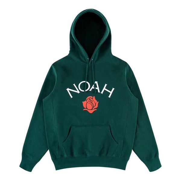 

casual cotton noah hoodie couple streetwear thick rose print green splicing embroidery noah pullover sweatshirts c0401, Black