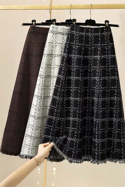 

fall and winter chess mesh skirt female high umbrella mid-length a-line fashion retro femme y670 jupe urt9, Black