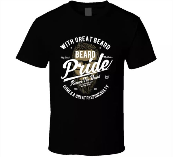 

beard pride with great beard men's t-shirts short sleeve tee new, White;black