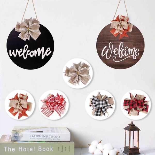 

christmas welcome sign home bowknot diy butterfly pendant wooden door decoration listing