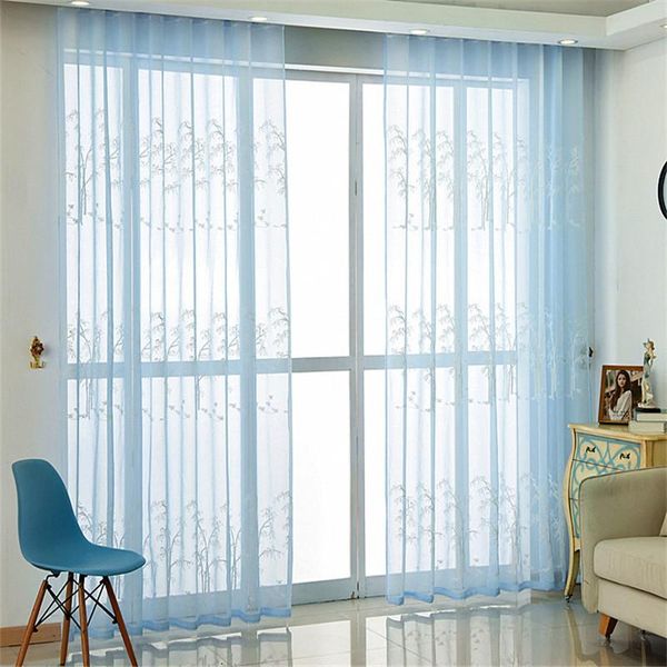 

curtain & drapes chinese style simple white bamboo forest embroidery window screen fabric study finished floor