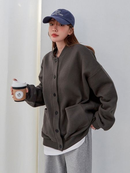 

dazy dual pocket drop shoulder bomber jacket j9xm#, Black;brown