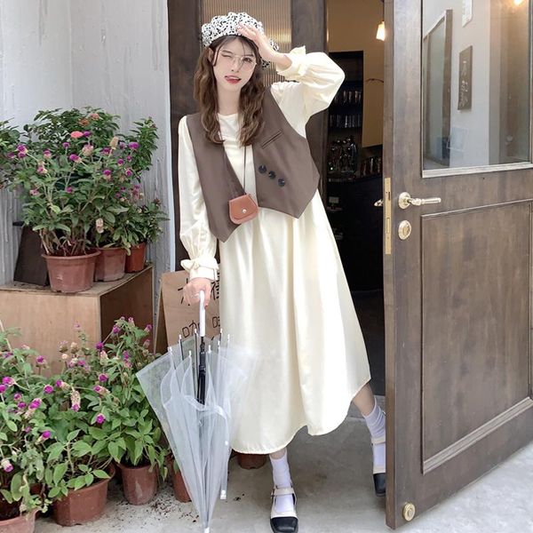 

casual dresses long sleeved dress women's spring and autumn 2021 french gentle style design sense of small temperament, Black;gray