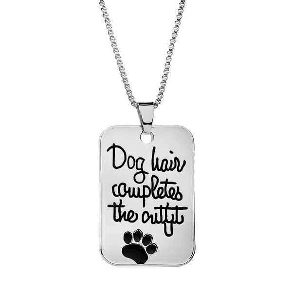 

budrovky ornament creative trendy letters dog tag pendant dogs paw bone dog tag necklace wholesaledio chan contact, Silver