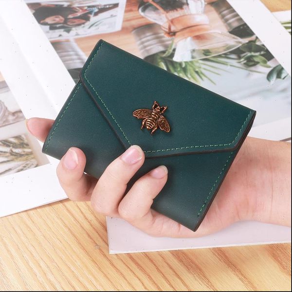 

womens fashion wallet purse metal bees decorative short pu leather, Red;black