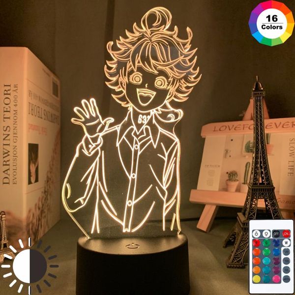 

night lights anime manga the promised neverland emma figure led light for home room decor kids child nightlight bedside desk lamp