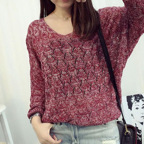 

women's sweaters autumn women pullovers casual v-neck loose batwing sleeve hollow out thin knitted sweater female jersey mujer, White;black