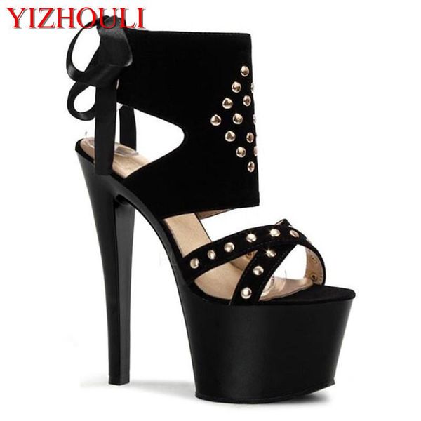 

women in the summer of gladiator peep-toe platform style with 17 cm high-heeled sandals, Black