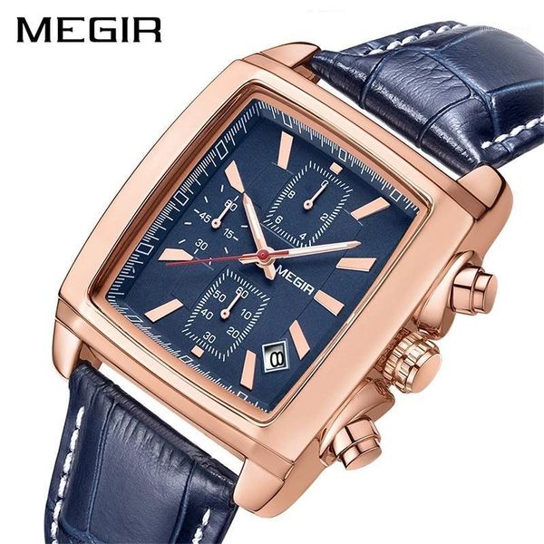 

fashion square six needles multifunctional waterproof luxury belt chronograph calendar leisure sports 2028g wristwatches, Slivery;brown