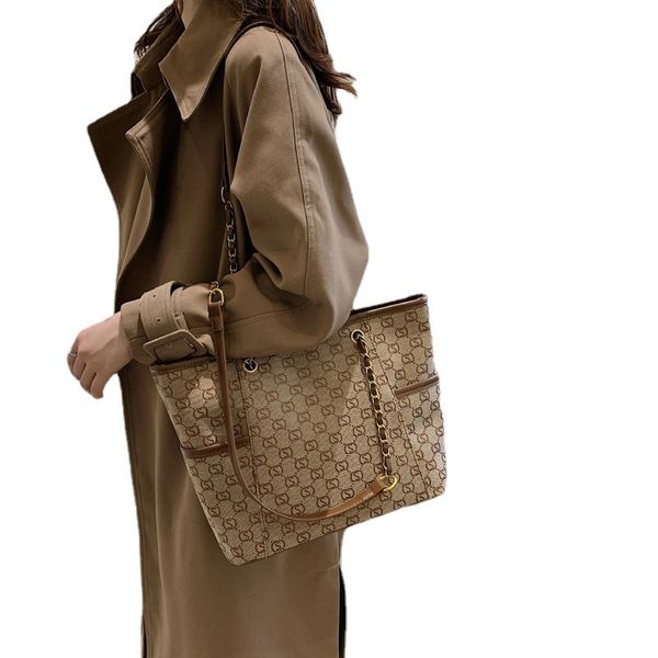 

large capacity bag women's new autumn and winter leisure canvas single shoulder college student class chain tote bag outlets