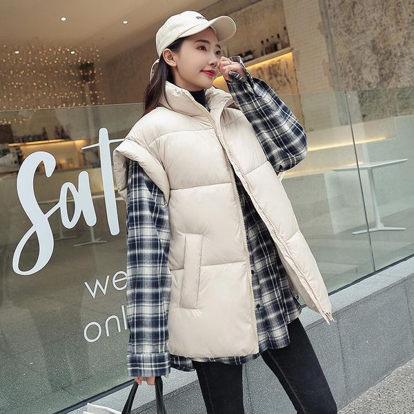 

women's vests large size 2021 autumn winter vest women waistcoat fashion korean loose sleeveless jackets thick warm coat female, Black;white