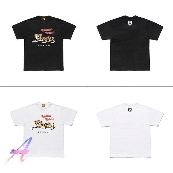 

men's t-shirts human made t-shirt men women clothes cotton o-neck short sleeves oversize tiger pattern casual tshirts, White;black