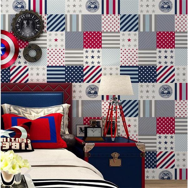 

wallpapers wellyu personality children's room wallpaper british style stars and stripes vertical ab version