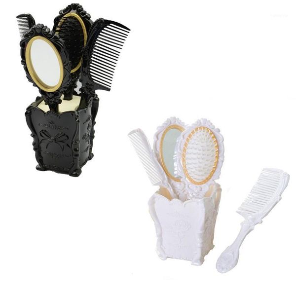 

4pcs/set hair brushes comb set with mirror wet/dry curly styling tool1, Silver