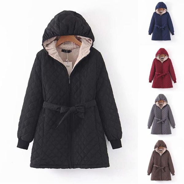 

women's wool & blends fashion plus size regular cotton suit zipper solid color warm jacket w1009, Black