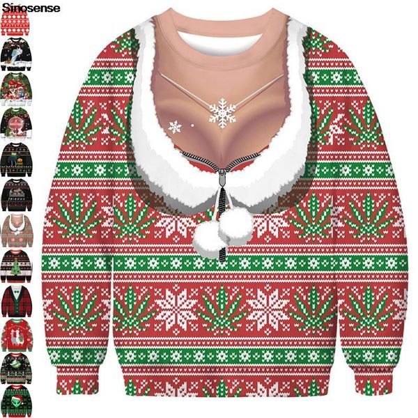 

men's sweaters 3d novelty christmas sweater men women holiday party crewneck sweatshirt pullover autumn ugly xmas jumper top, White;black