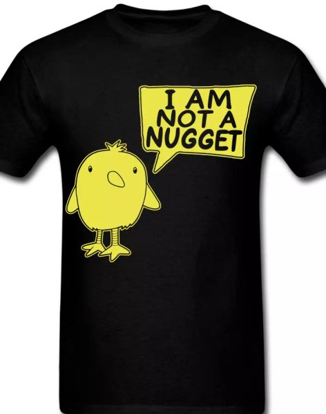 

not a nugget chickent shirt tee vegan protest animal rights movement alf organic, White;black