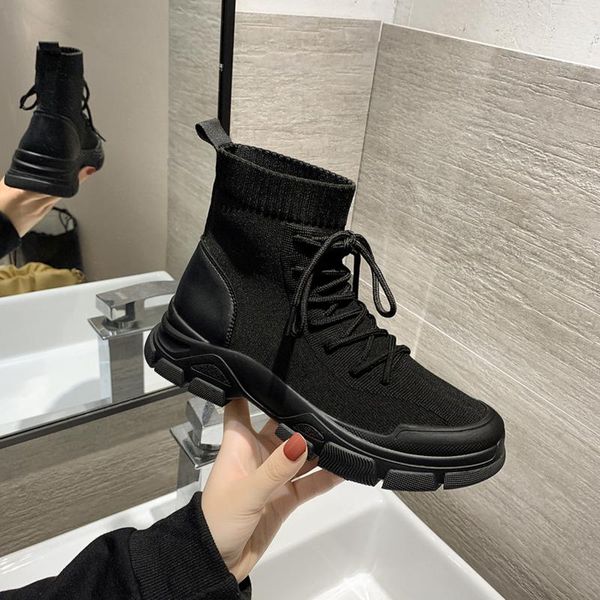 

boots white ankle women shoes autumn lace up boots-women flat heel round toe low med rubber black 2021 stockings ladies rock sol