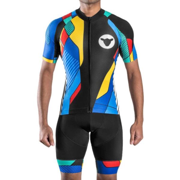

racing sets bicycle suit men cycling set summer short sleeve quick dry bike outdoor wear clothing ropa bib shorts, Black;blue