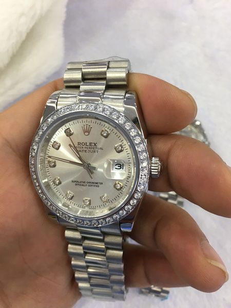 

Luxury Watch Mens Daydate Watch Diamond Bezel High Quality Watch Sweep Automatic Movement Mechanical Sapphire Original Clasp Watches 41mm, Slivery;brown