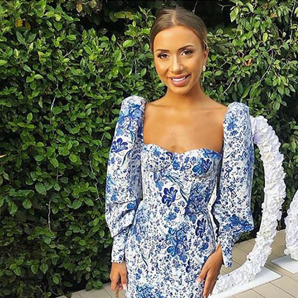 

autumn high waist womens dress crisp blue and white print mermaid women mini, Black;gray