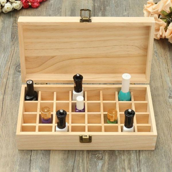 

storage boxes & bins 32 grid wooden box organizer essential oil bottles jewelry treasure case makeup cosmetics for home