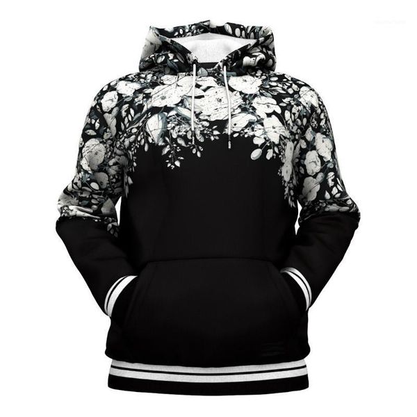 

men's hoodies & sweatshirts black white rose blossom floral flowers printed fashion streetwear men women 4flex hooded sweatshirt hood